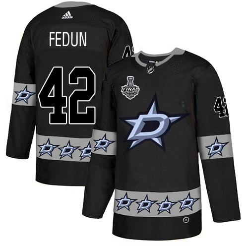 Adidas Men Dallas Stars 42 Taylor Fedun Black Authentic Team Logo Fashion 2020 Stanley Cup Final Stitched NHL Jersey
